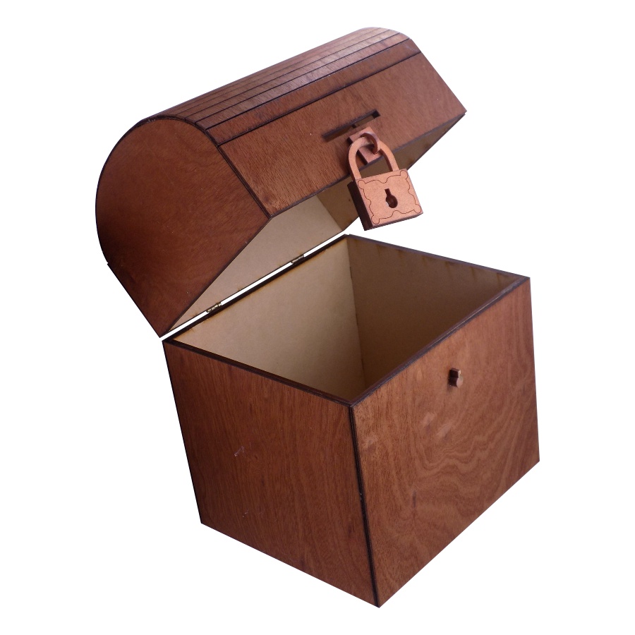 COFRE DE TRIPLAY CON CANDADO DE MADERA